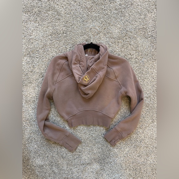 Lululemon Scuba Cropped Full-Zip Hoodie – Brown (Gold Zipper) – Size 2 - Picture 6 of 9